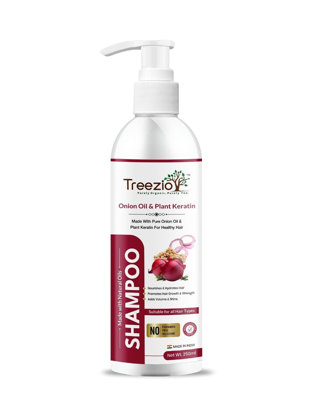 Treezio Onion & Plant Keratin Shampoo for Hair Fall Control - 250 ml