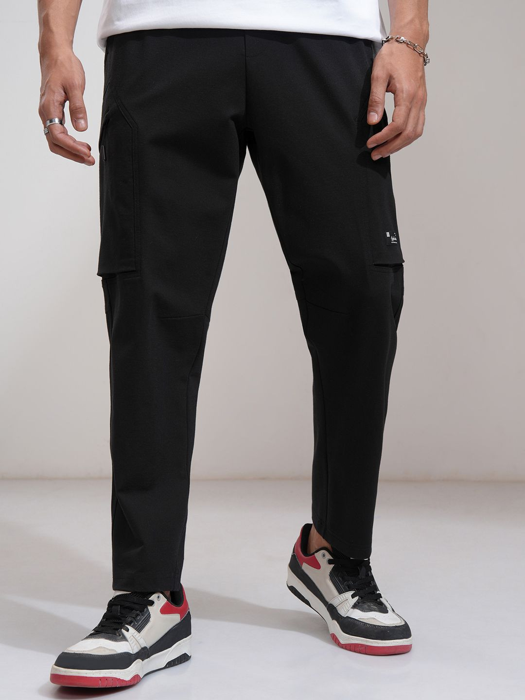 HIGHLANDER Men Knitted Cut Sew Baggy Tape Fit Cargo Trouser