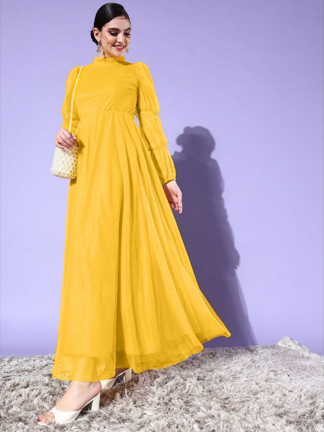 U&F Net Fit & Flare Maxi Dress