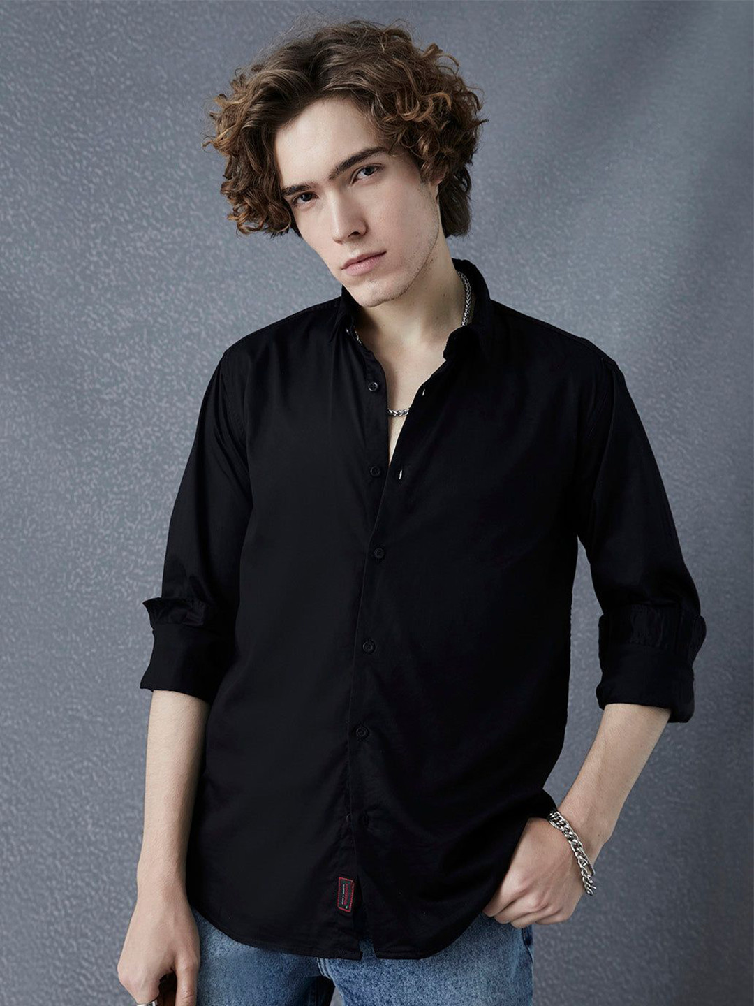 VOLTEDGE Men Classic Fit Spread Collar Solid Cotton Casual Shirt