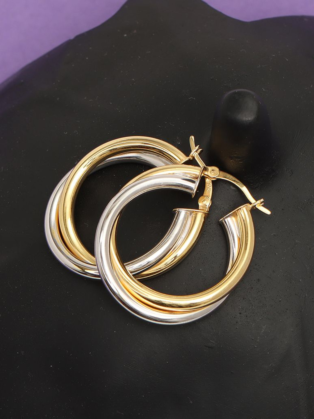 LeCalla 925 Sterling Silver 14 K Gold-Plated Round Shaped Hoop Earrings