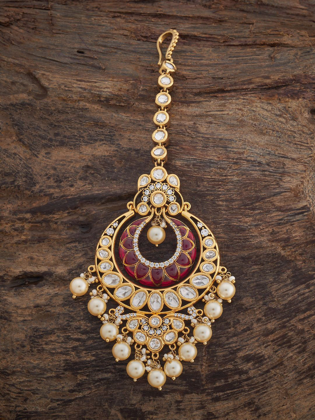 Kushal's Fashion Jewellery Embellished Bridal Victorian-Plated Kundan  Maang Tikka