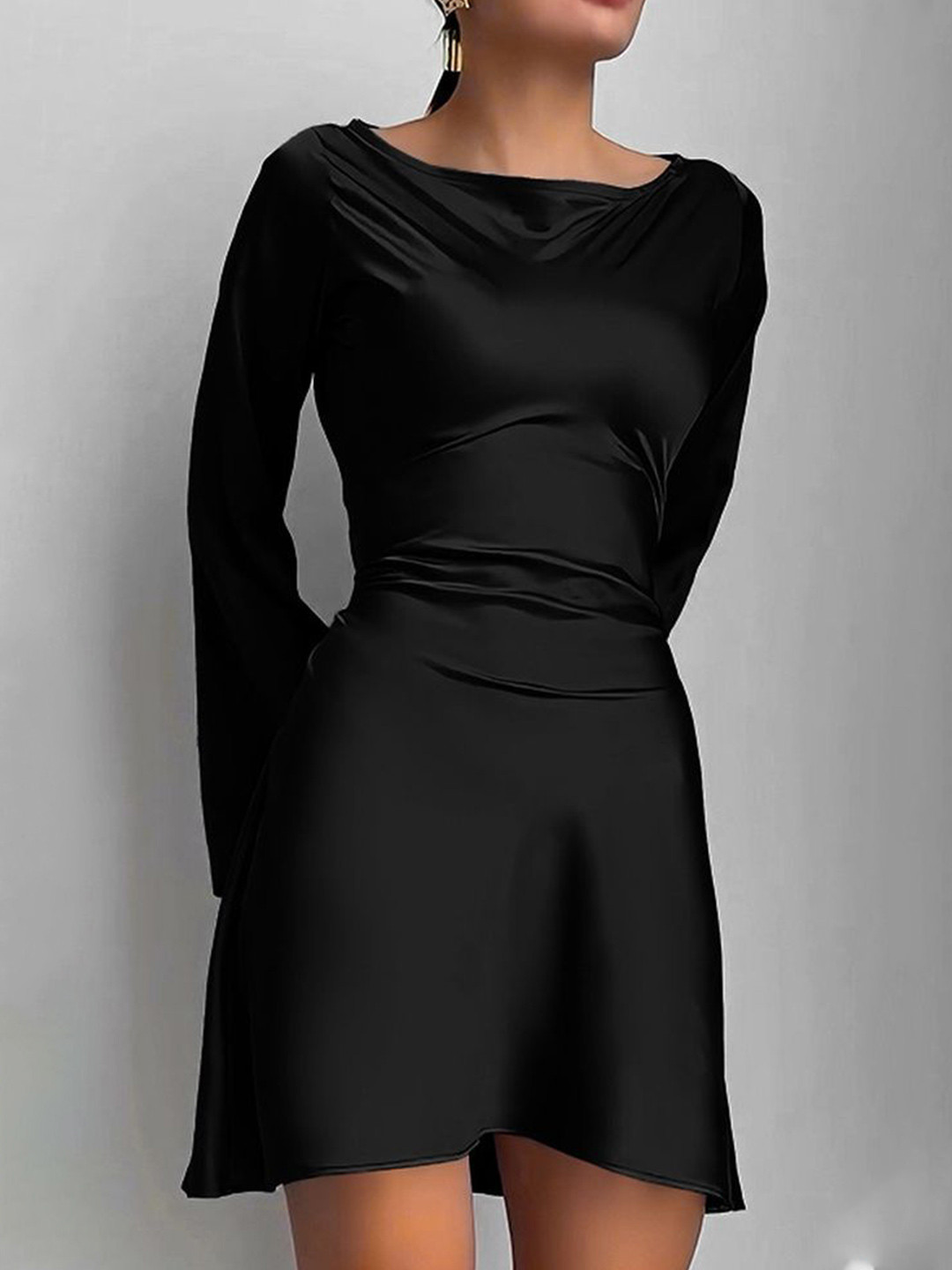 LULU & SKY Tie-up Back A-line Satin Dress
