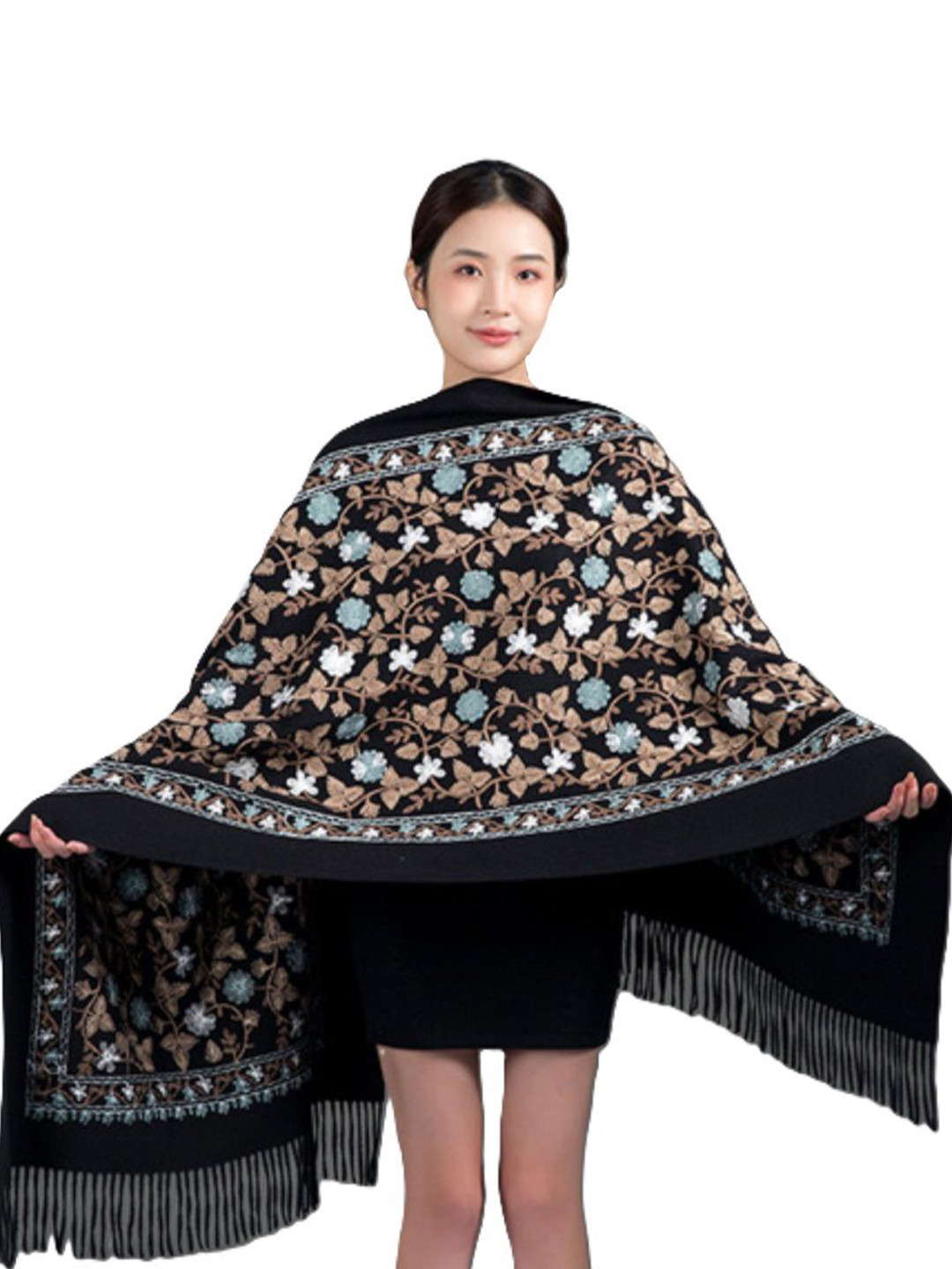 Alexvyan Women Winter Embroidered Large Soft Warm Wool Stoles