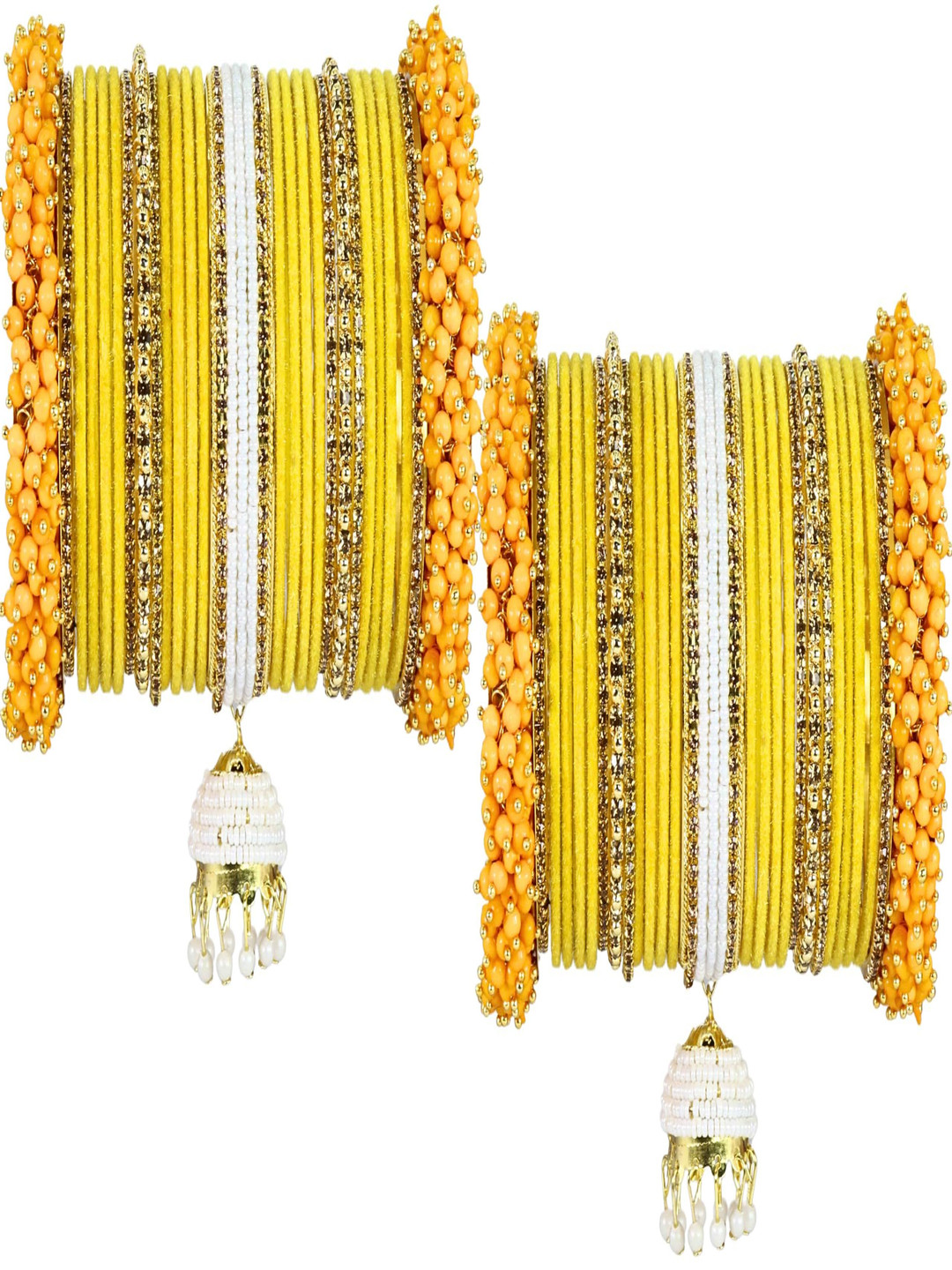 ZULKA Set Of 54 Stone Studded & Beaded Chuda Latkan Pattern Bangles