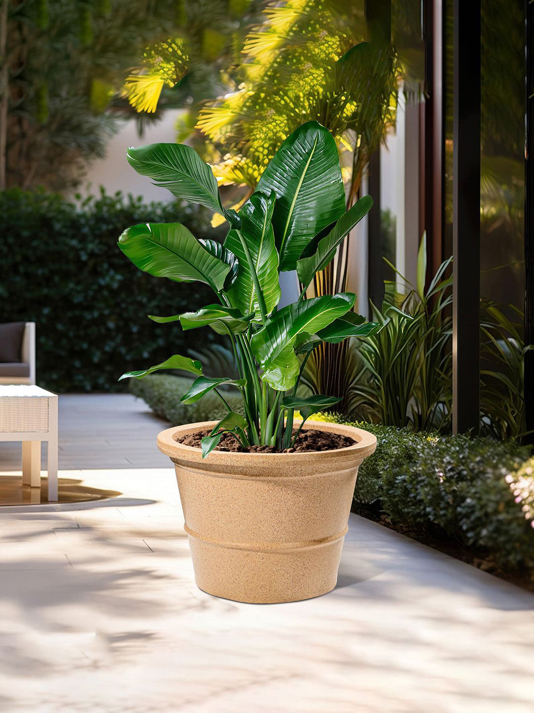 Kuber Industries 2 Pcs Brown Textured Roto Mould Victoria Flower Planters