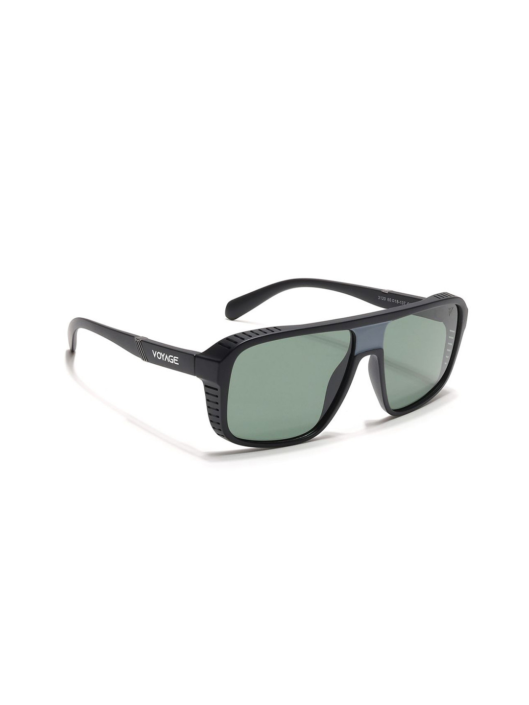 Voyage Square Polarized Sunglasses for Men & Women (Green Lens | Black Frame - PMG6598)