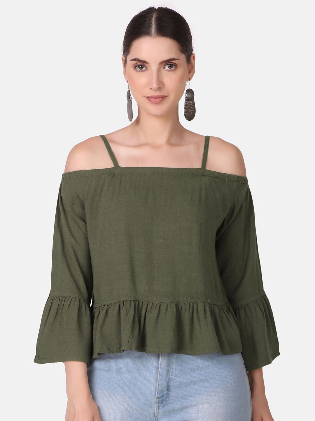 Pose india Bell Sleeve Cotton Bardot Top