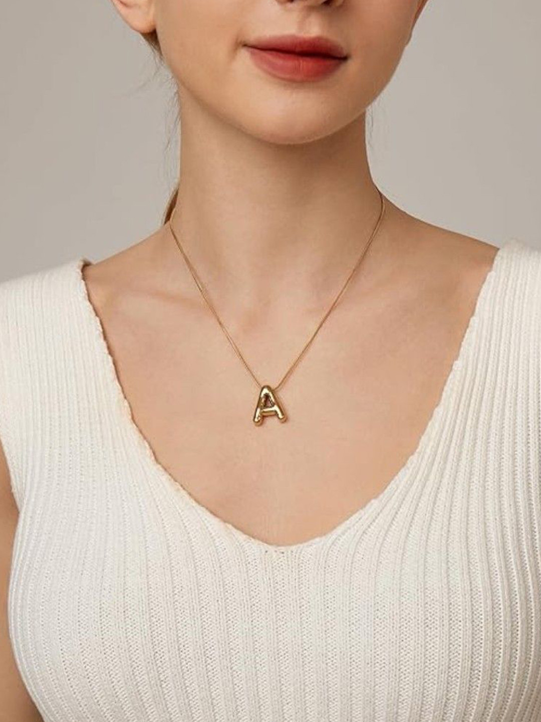 VIEN Gold-Plated Chunky Balloon Letter Stainless Steel Chain