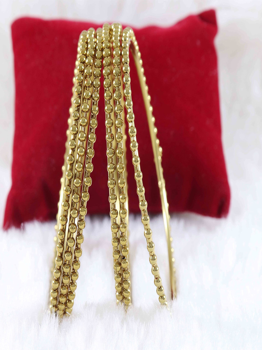 ZULKA Set Of 12 Gold-Plated Ball Chain Linked Bangles