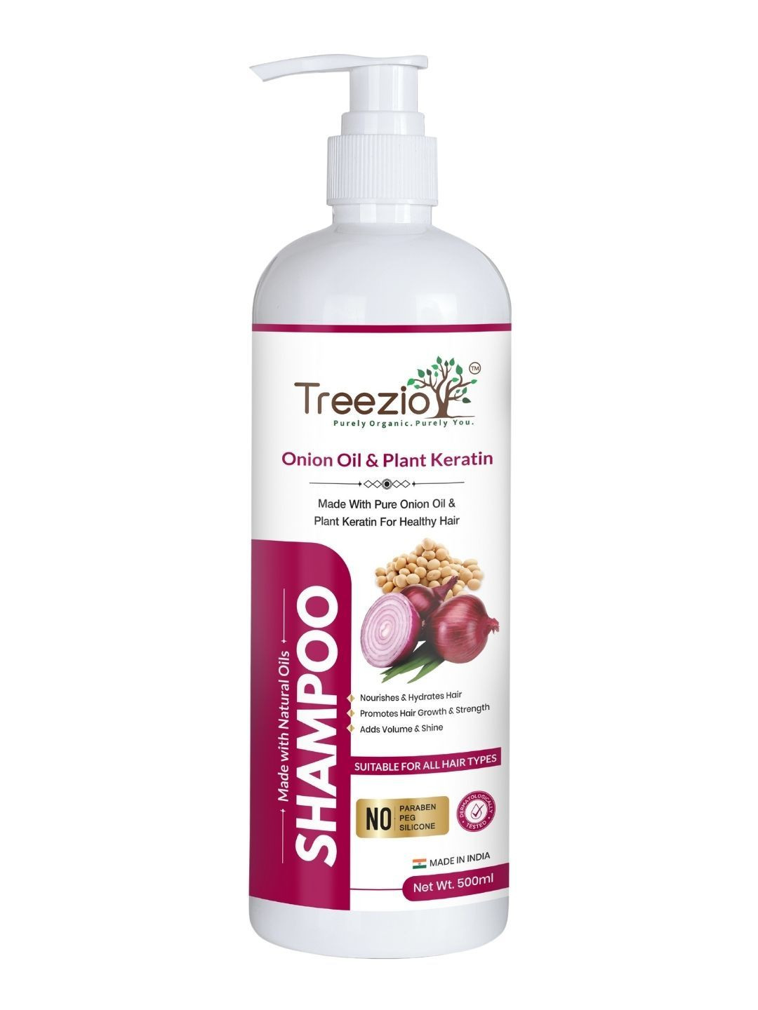 Treezio Onion & Plant Keratin Shampoo for Hair Fall Control - 500ml