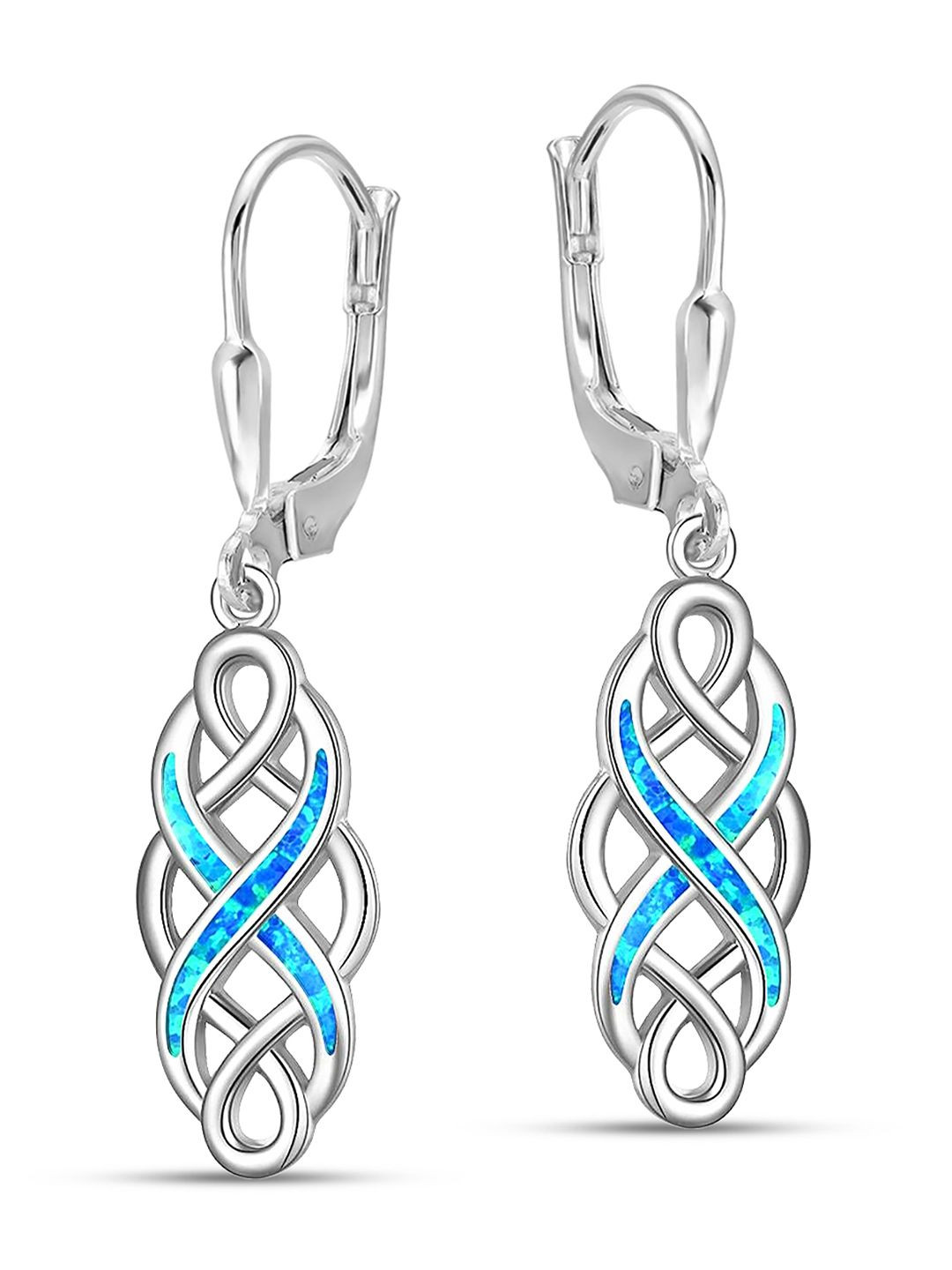 LeCalla 925 Sterling Silver-Plated Good Luck Irish Vintage Celtic Knot Drop Earrings