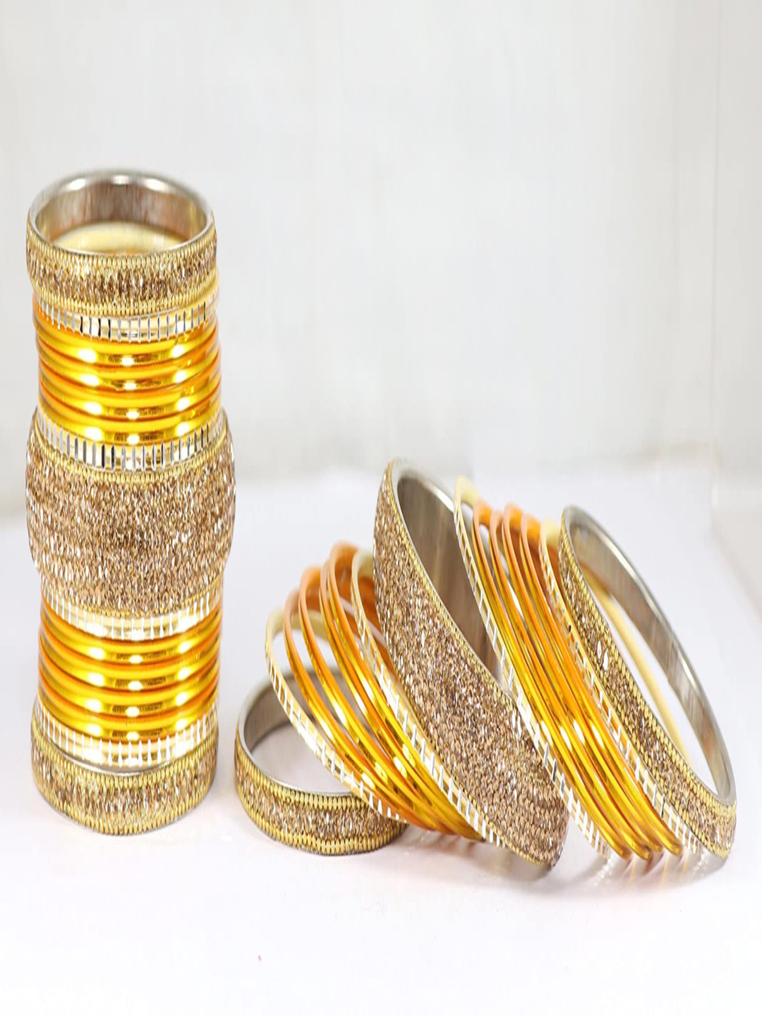 ZULKA Set Of 30 Cubic Zircon-Studded & Gemstone With Ball Chain Bangles