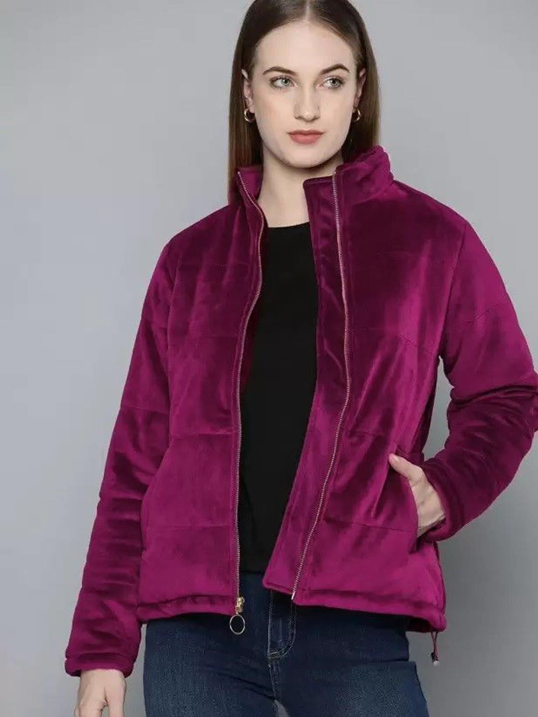 BAESD Women Storm-Fit Mock Collar Solid Casual Lightweight Padded Jacket