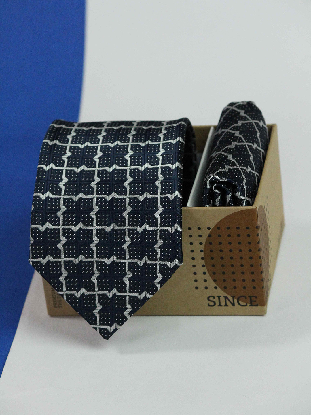 Tossido Men Check Necktie & Pocket Square Gift Set Comes with a box