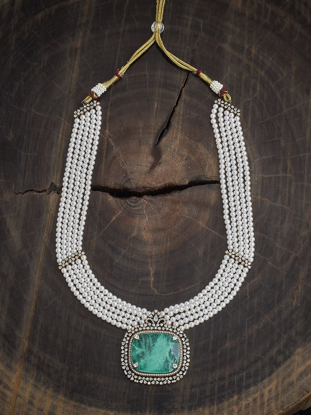 Kushal's Fashion Jewellery Victorian-Plated Zircon Studded Statement Necklace