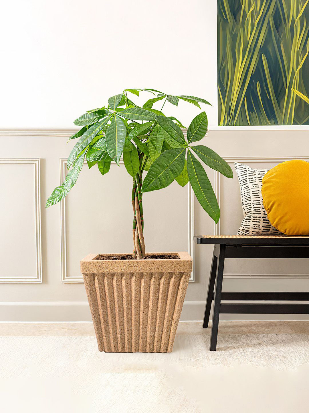 Kuber Industries Brown Textured Roto Mould Pihu Splash Flower Planter