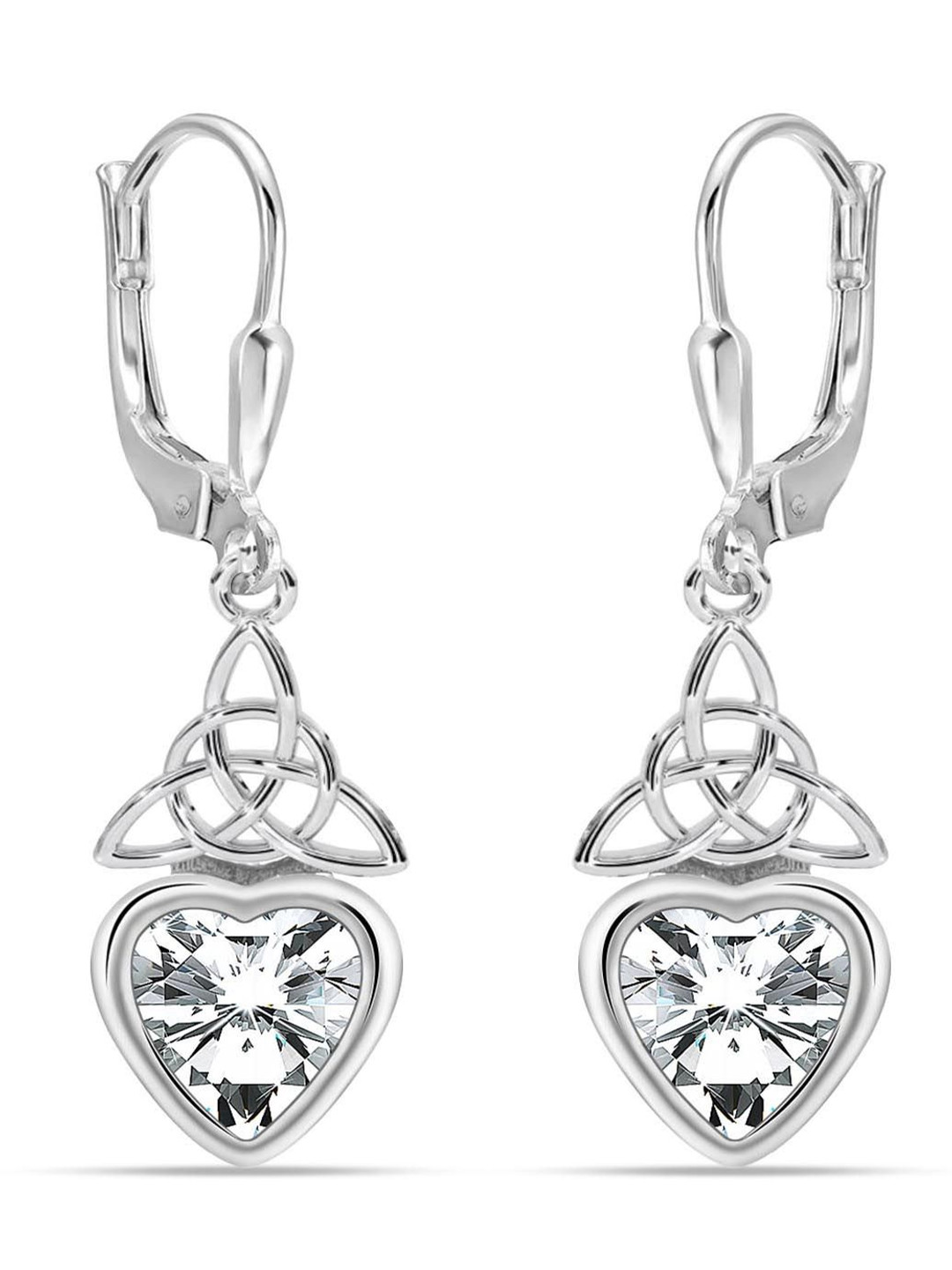 LeCalla 925 Sterling Silver-Plated Heart Shaped Hoops
