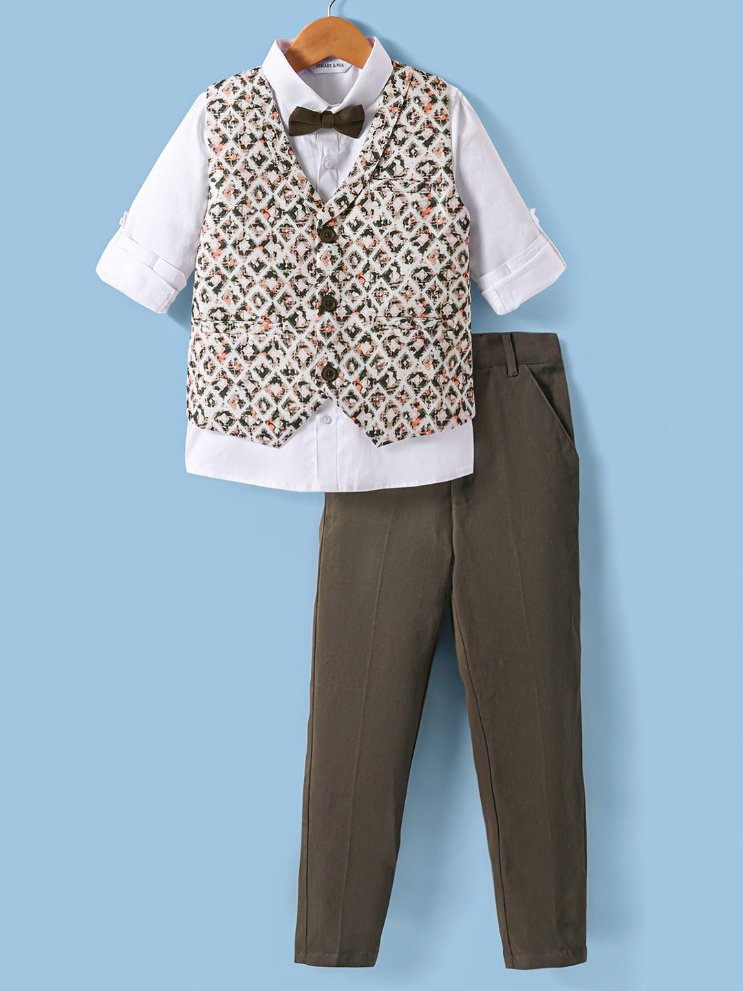 Mark & Mia Boys Printed Single Breasted Shawl Collar 3-Piece Suit