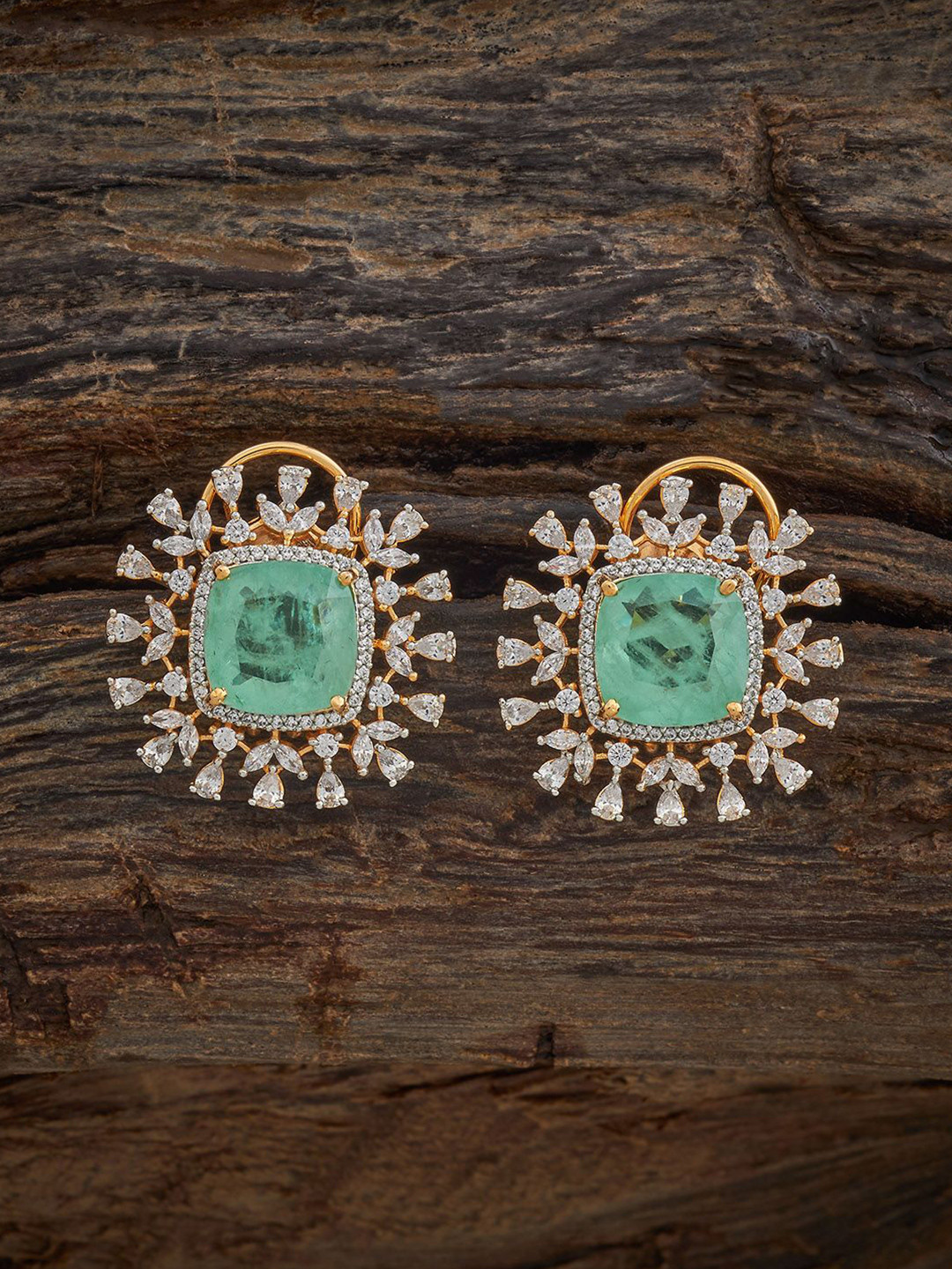 Kushal's Fashion Jewellery Rhodium-Embellished Bridal Circular Shaped Zircon Studs