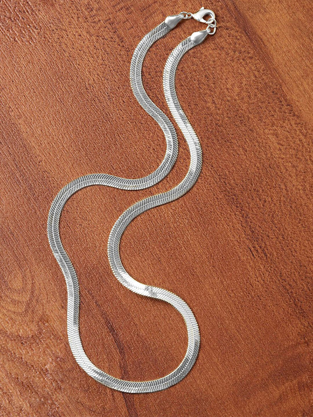 Peora Men Silver-Plated Stainless Steel Herringbone Minimal Chain