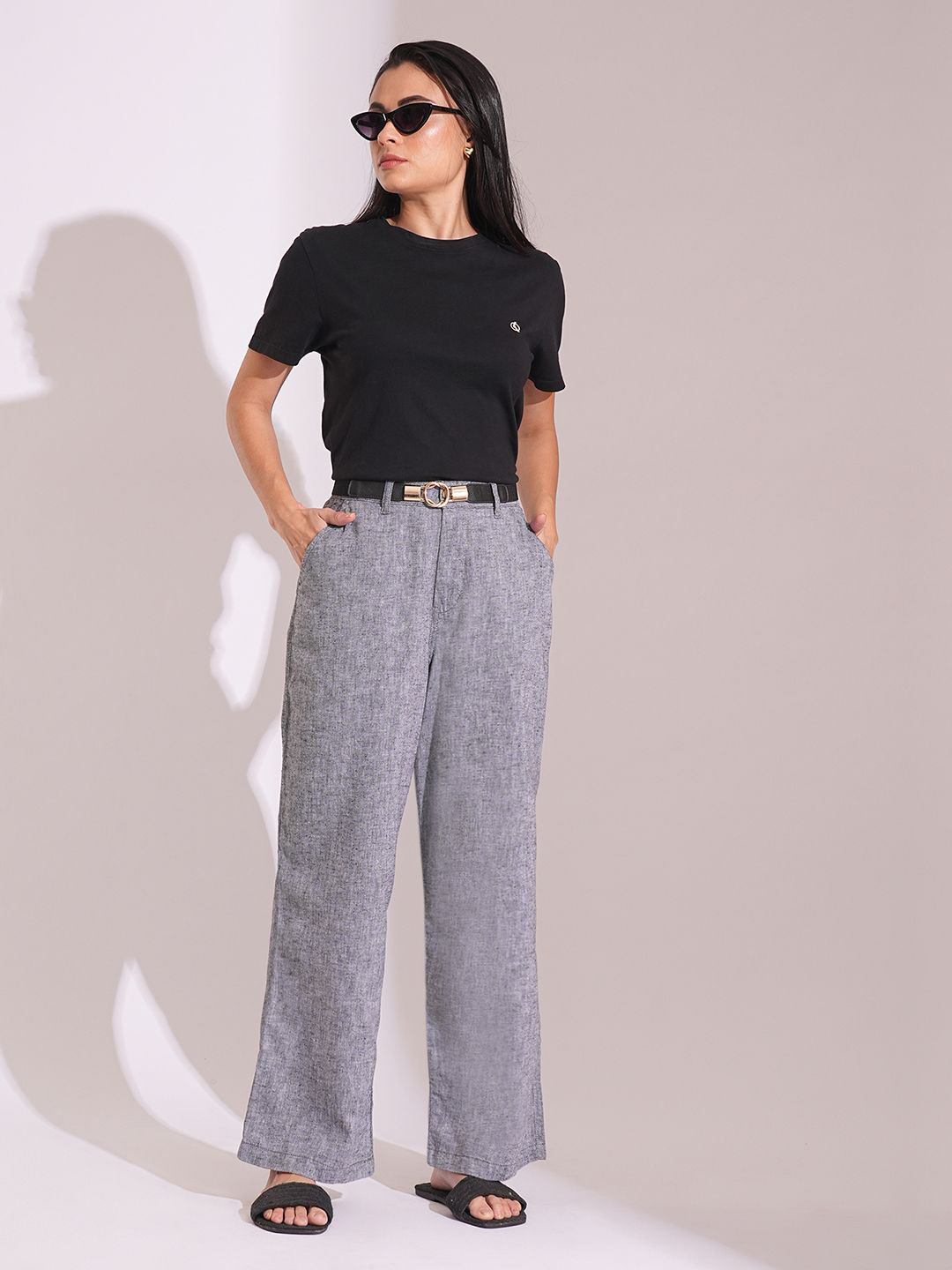 Globus Cotton High-Rise Wide Leg Formal Trousers