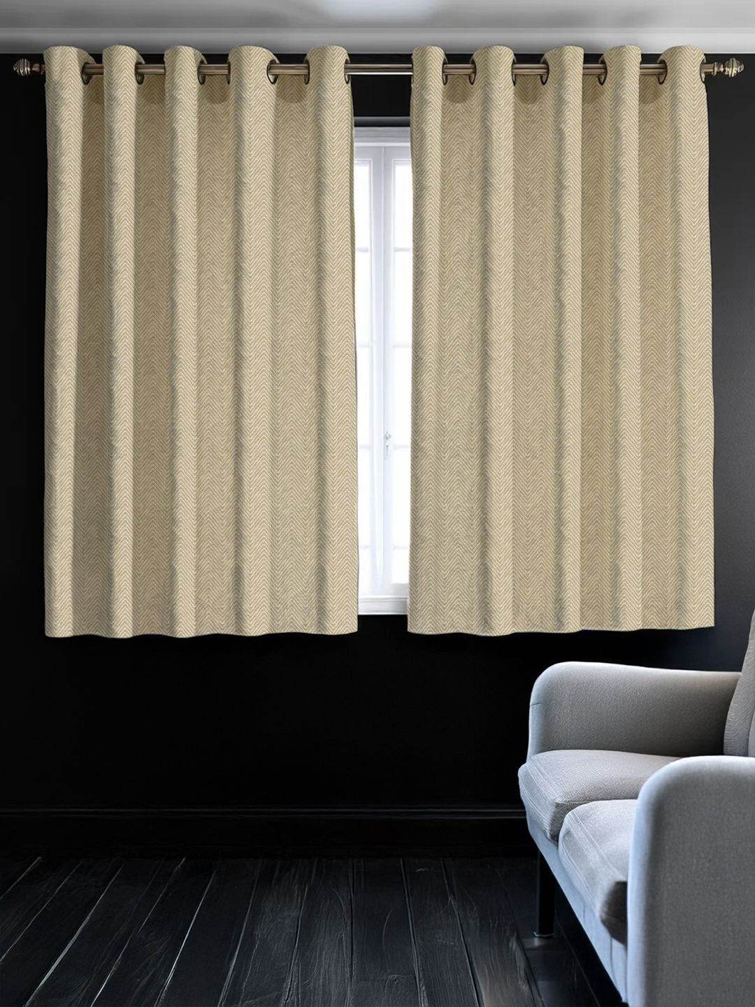 URBAN SPACE Set of 2 Black Out Window Curtain