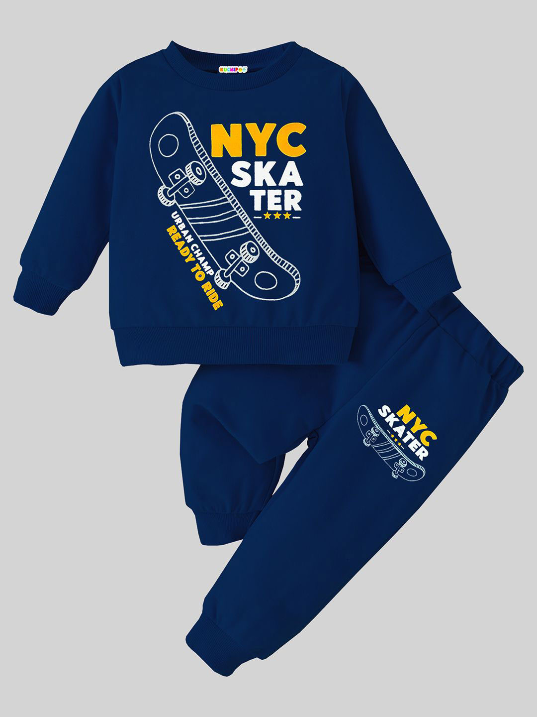 KUCHIPOO Boys Printed Long Sleeves Sweatshirt With Jogger