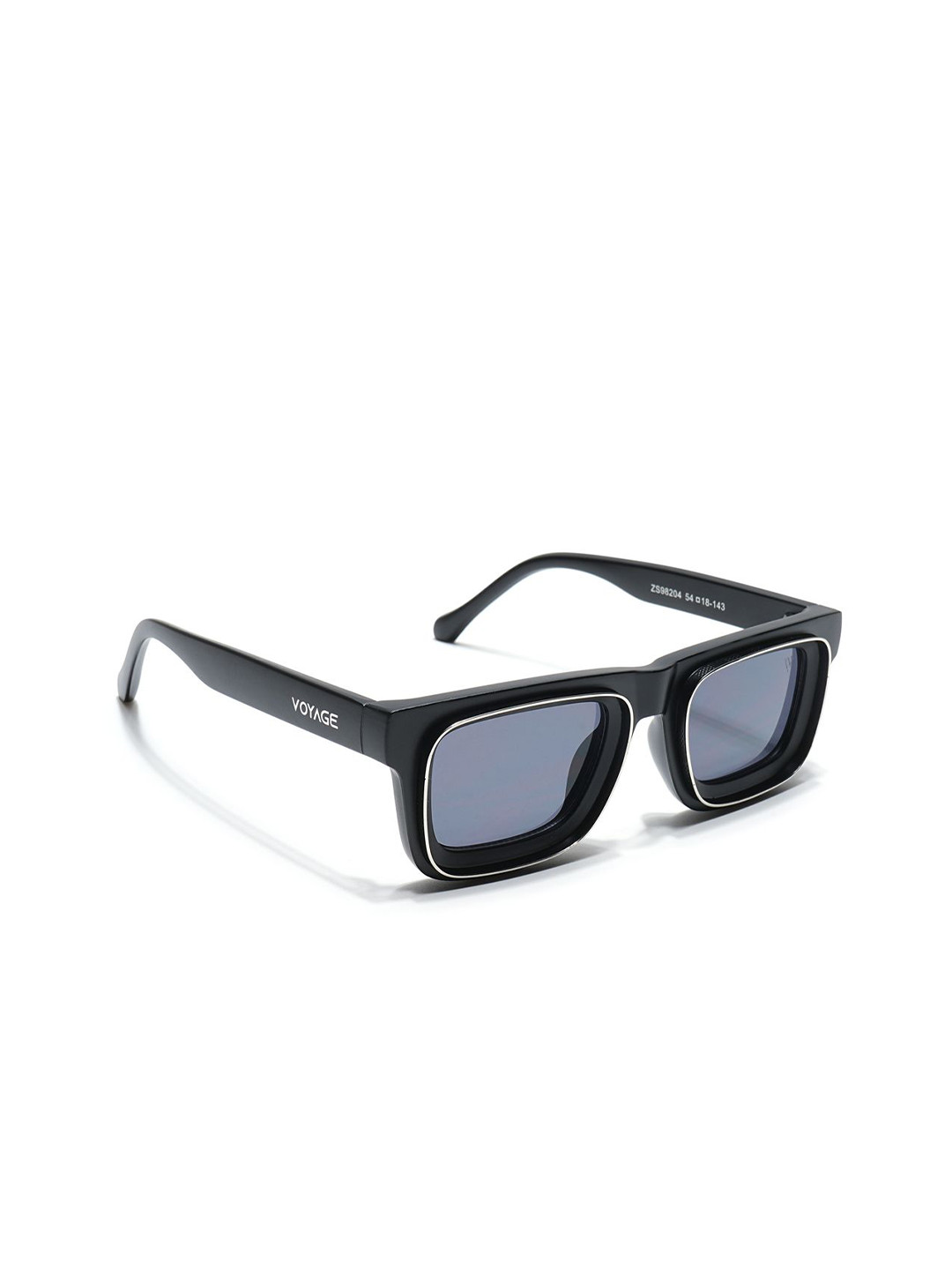 Voyage Unisex Square Sunglasses for (Black Lens | Navy Blue & Silver Frame - MG6423)