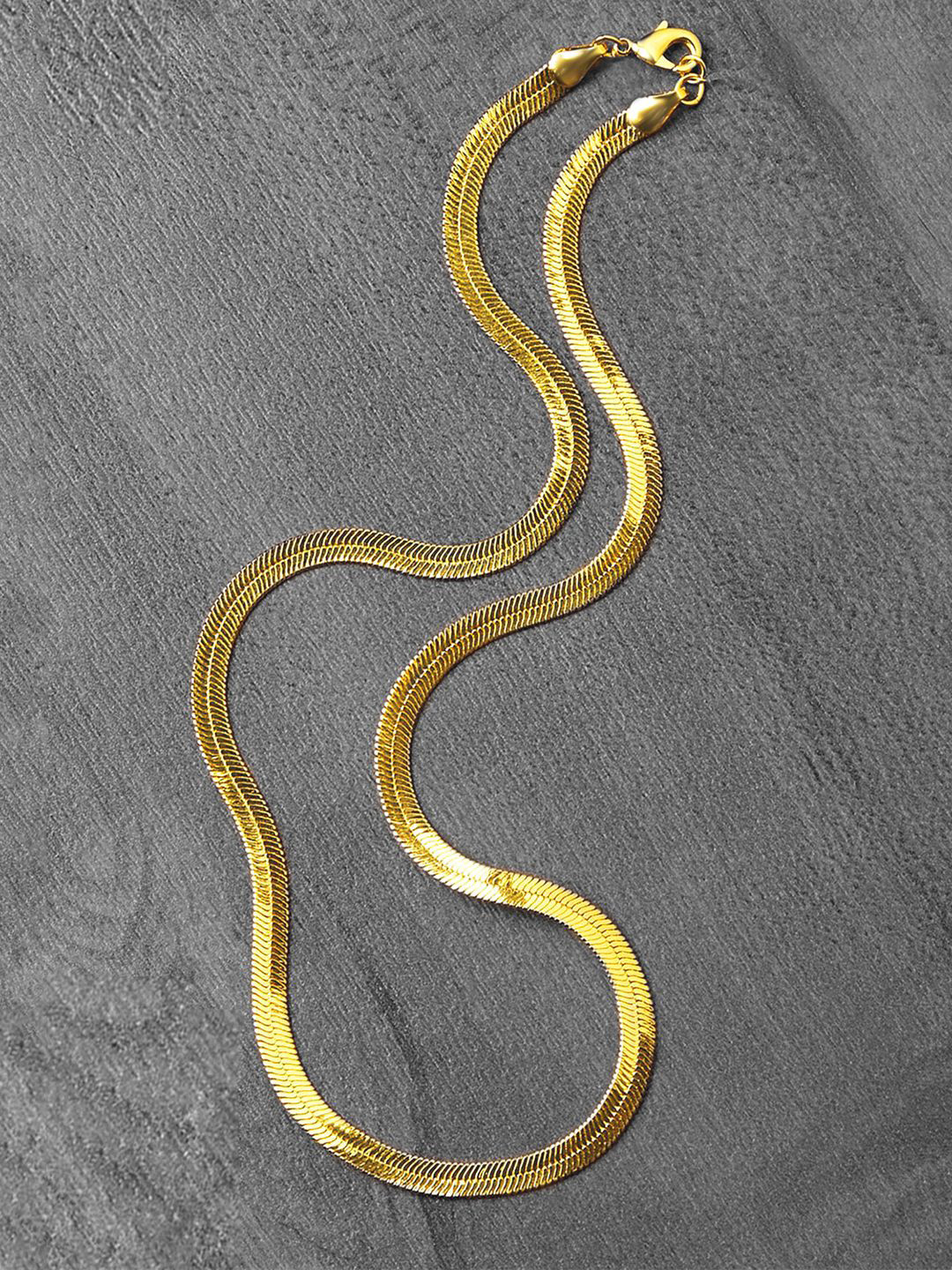 Peora Men Gold-Plated Stainless Steel Herringbone Chain Stylish Minimal Chain