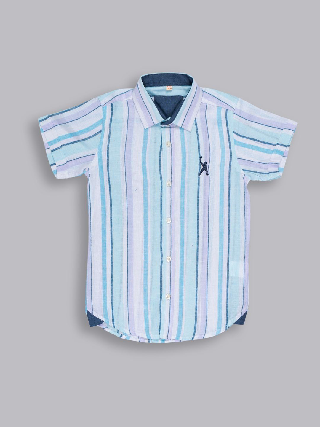 Zaahii Boys Spread Collar Vertical Striped Cotton Casual Shirt