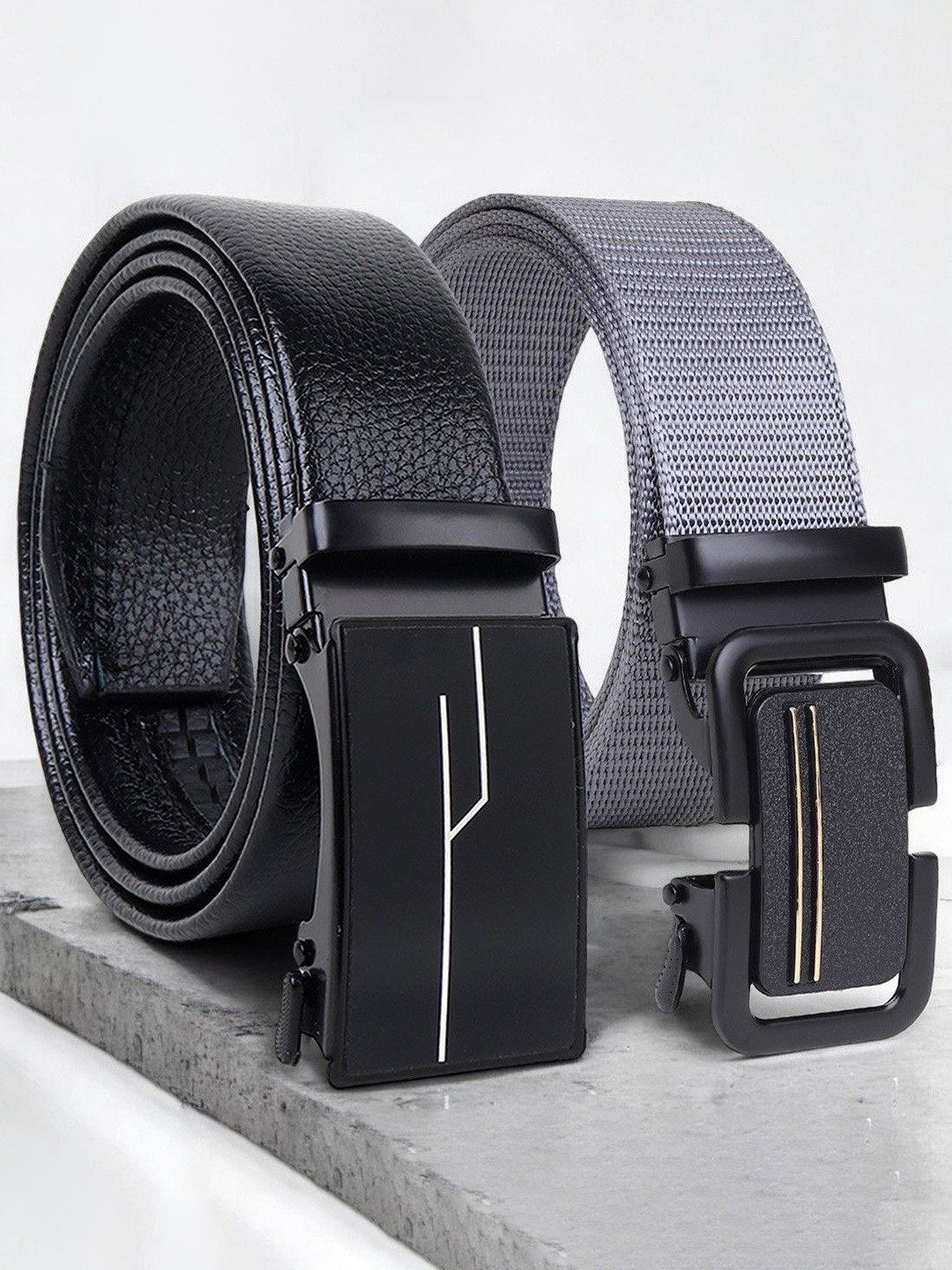 Provogue Men Textured Pack Of 2 Formal Belt
