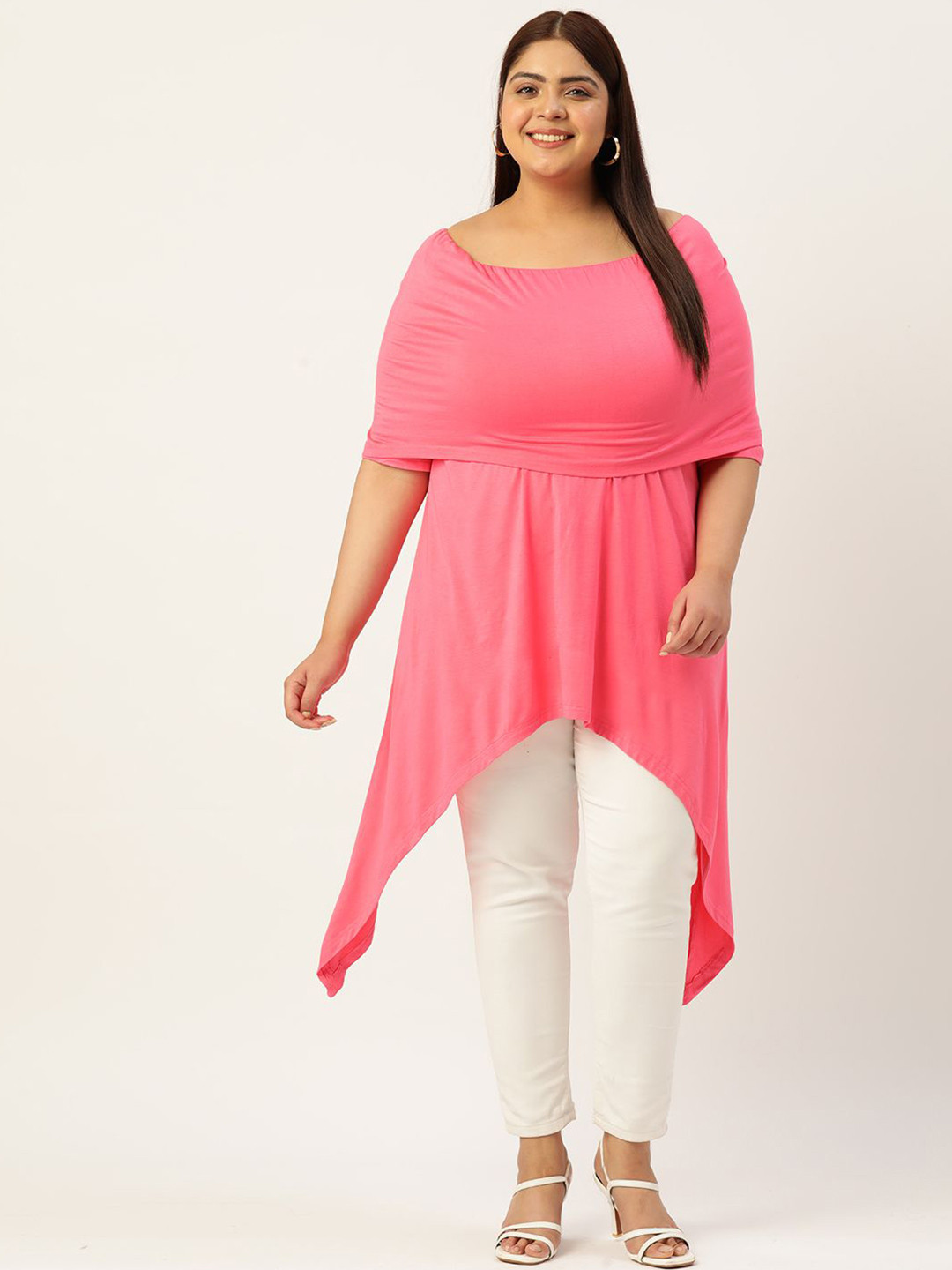 theRebelinme Women Off-Shoulder Longline Top Plus Size