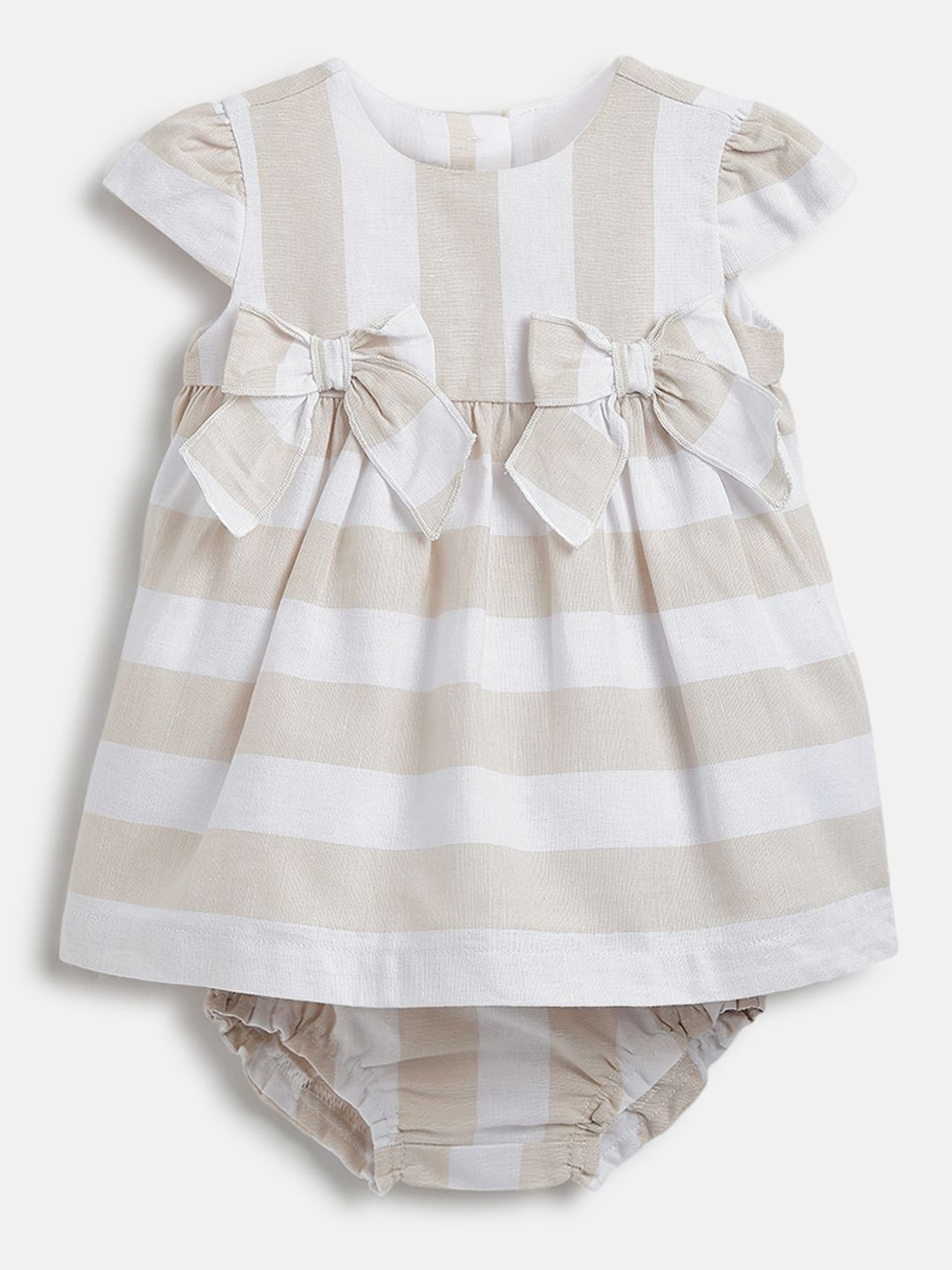 Chicco Girls Striped Short Cap Sleeves Fit & Flare Dress With Shorts