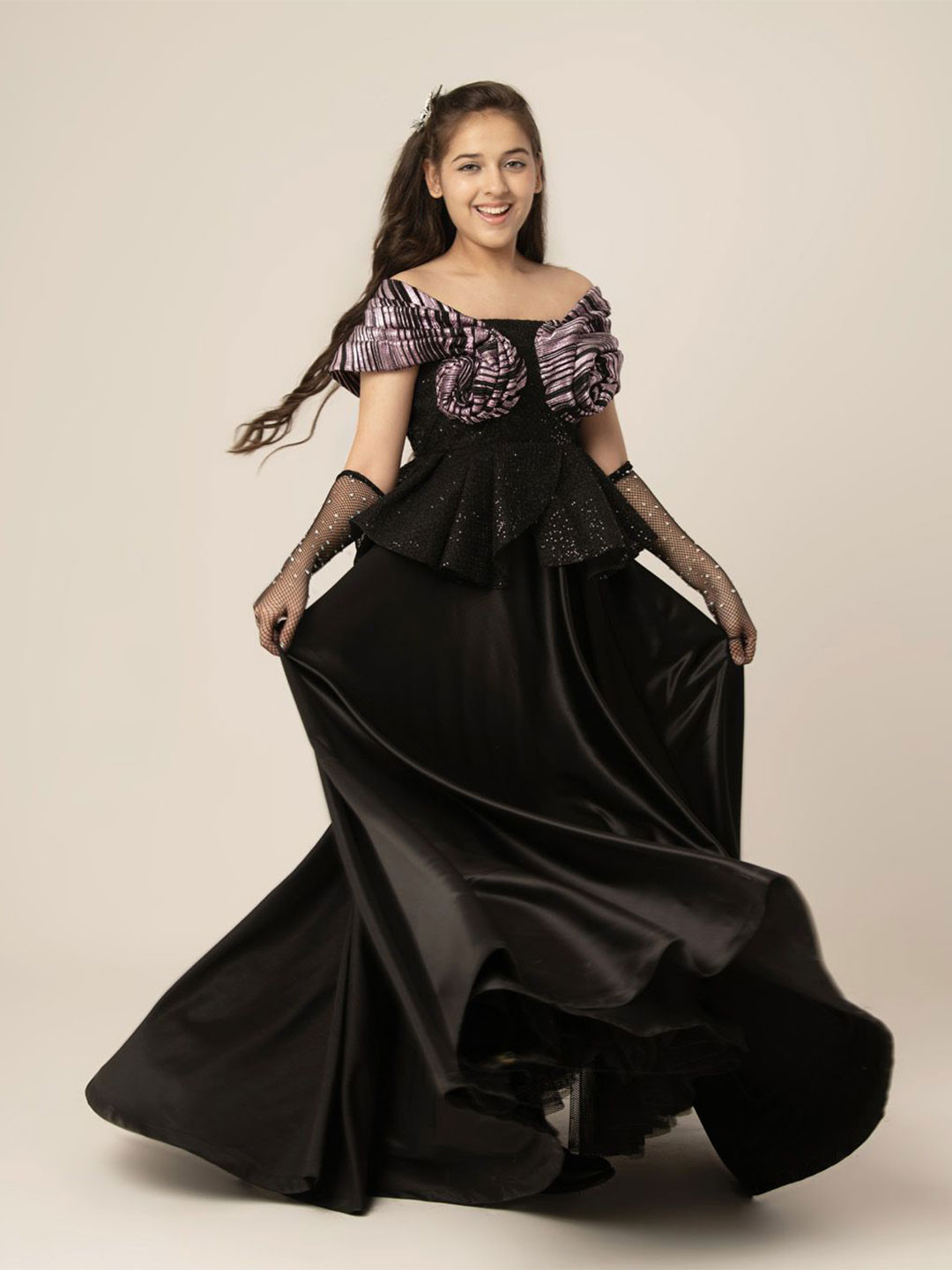 HOITY MOPPET Girls Sequin Dutch Satin Maxi Dress