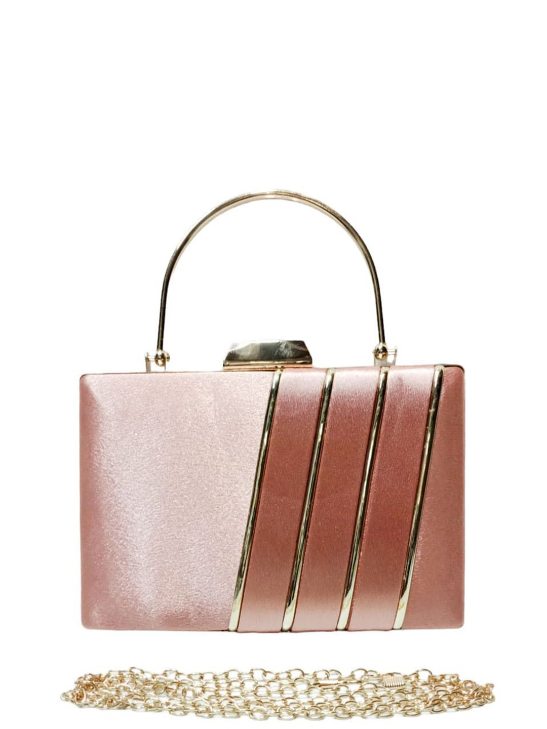 Esmoda Striped Purse Clutch with Shoulder Chain