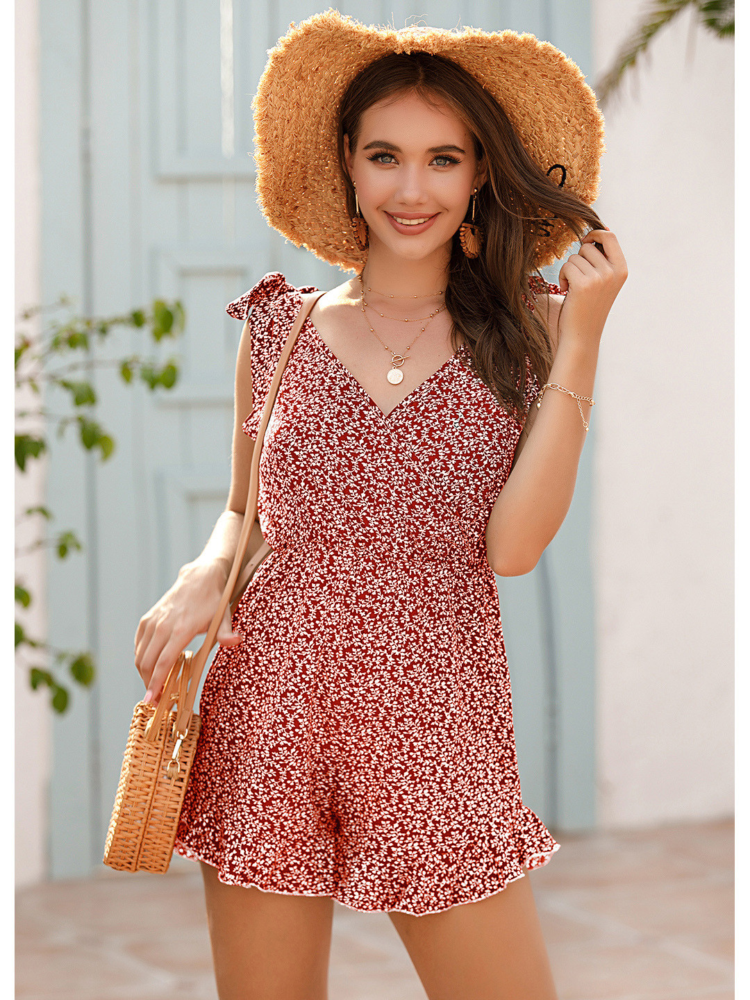 DressBerry Printed with Ruffles Playsuit