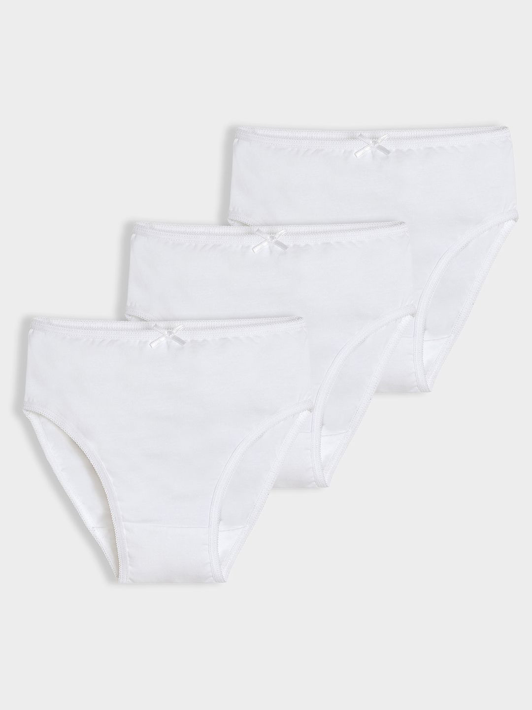 MiArcus Girls Pack of 3 White Cotton Solid Basic Briefs