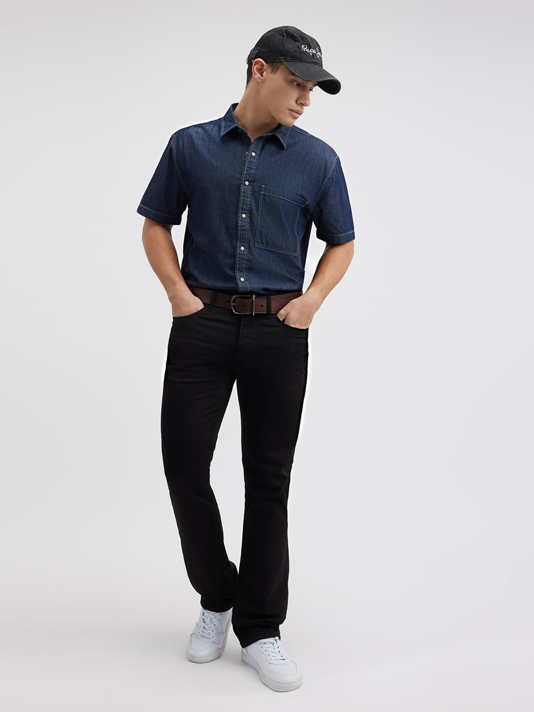 Pepe Jeans Men Oversized Fit Spread Collar Solid Cotton Casual Shirt