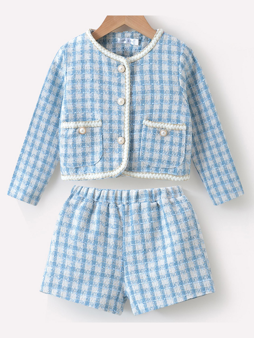 Mark & Mia Girls Checked Round Neck Shirt With Shorts