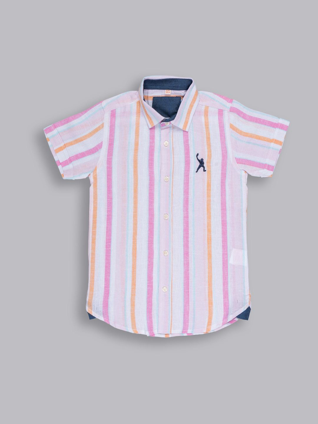 Zaahii Boys Spread Collar Vertical Striped Cotton Casual Shirt