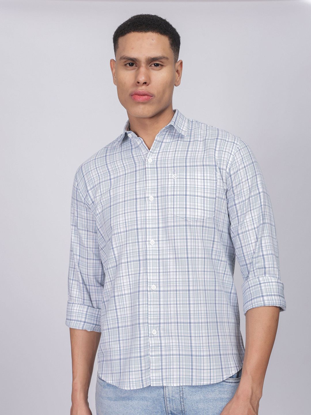 BS BLUE SQUAD Men Slim Fit Opaque Checked Casual Shirt