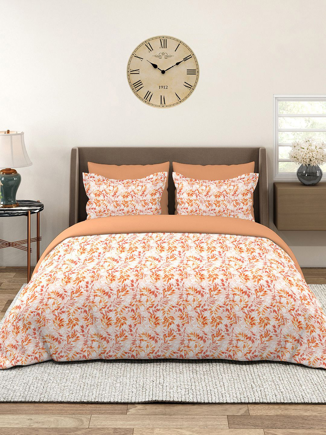 Layers Home Easy White 100% Cotton 144 TC Printed Double Bedsheet Set 2.54 m x 2.23 m