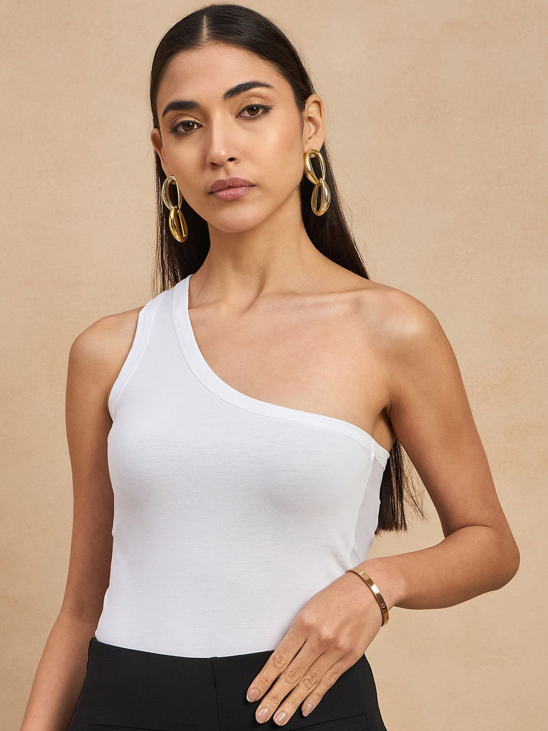 COLOR CAPITAL One Shoulder Cotton Top