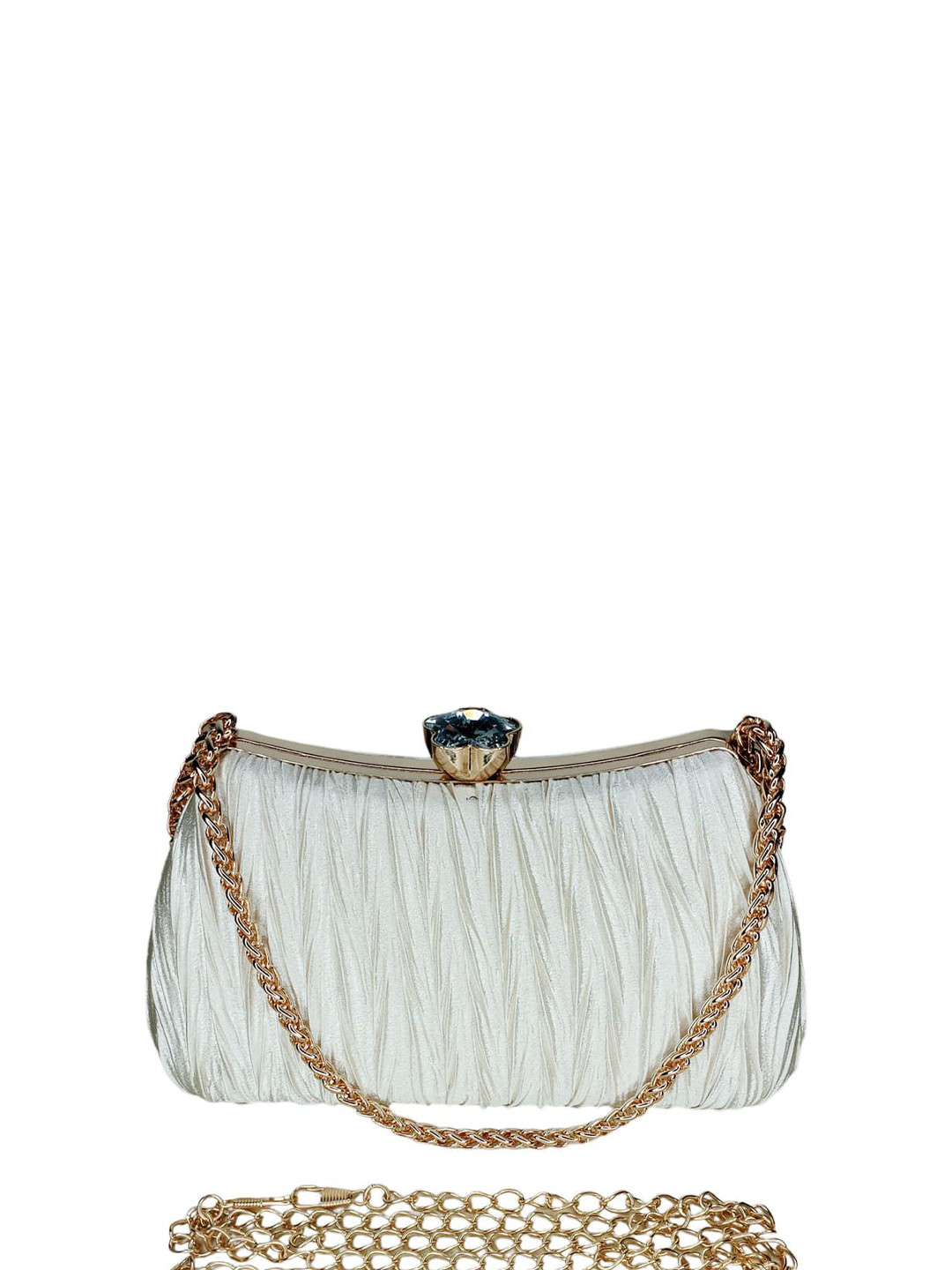 Esmoda Self Design Tinsel Frame Purse Clutch