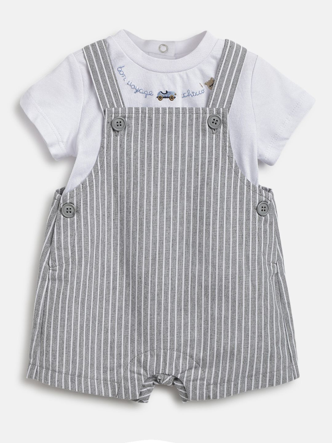 Chicco Kids Striped Dungarees With T-Shirt