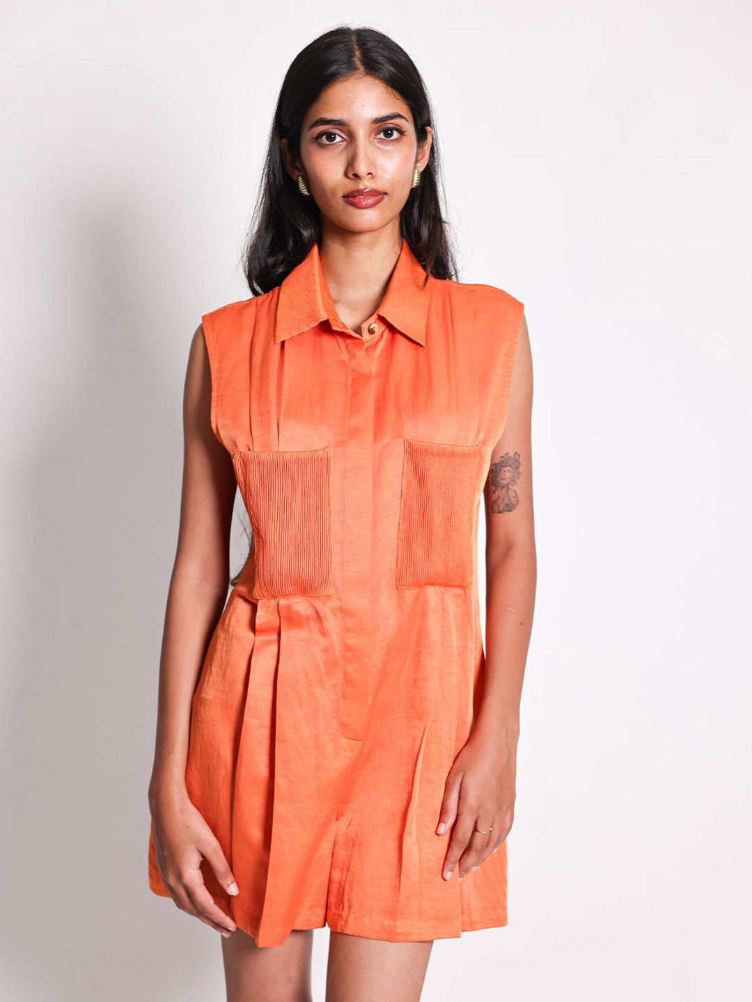 Arya Giri Women Modal Shirt Collar Playsuit