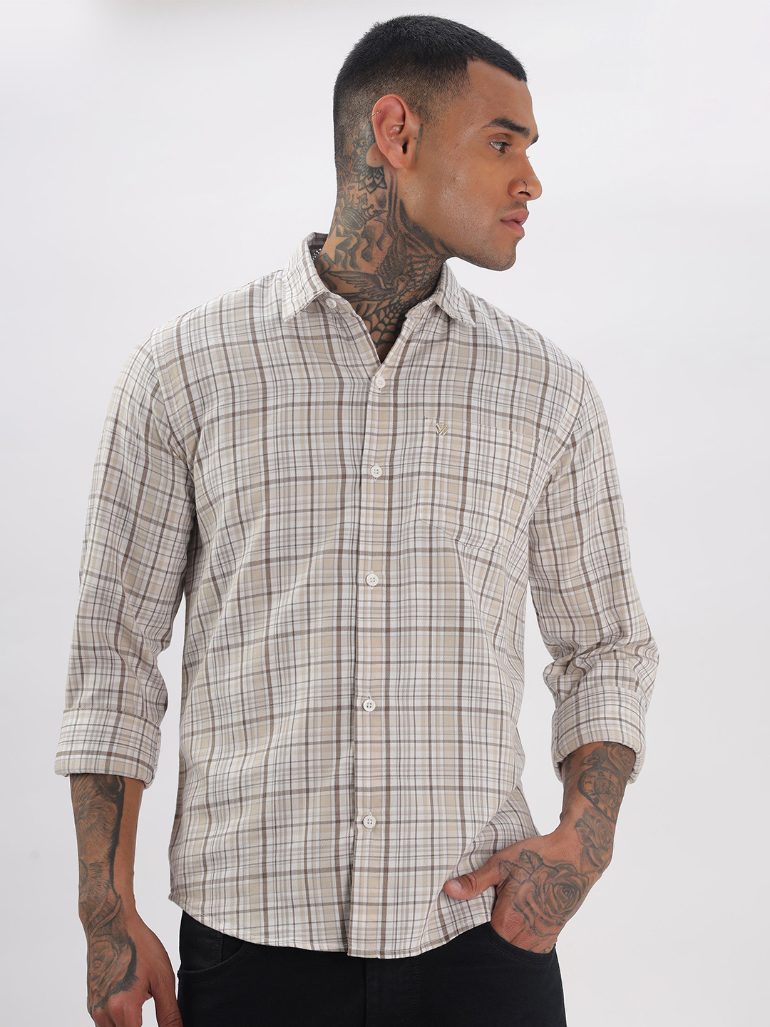BS BLUE SQUAD Men Regular Fit Tartan Checked Casual Shirt