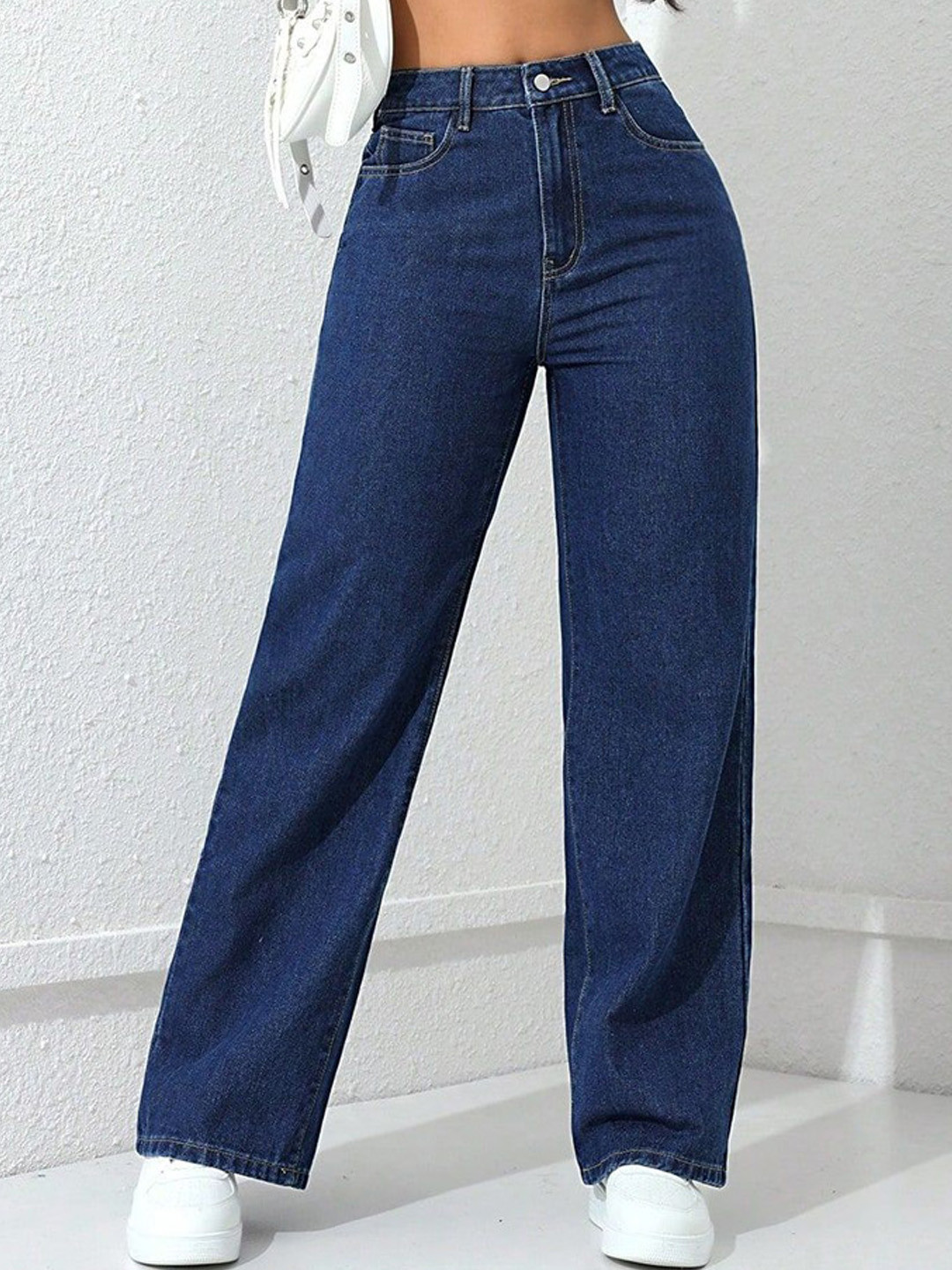 Glossia Women Comfort Straight Fit High-Rise Light Fade Acid Wash Stretchable Jeans