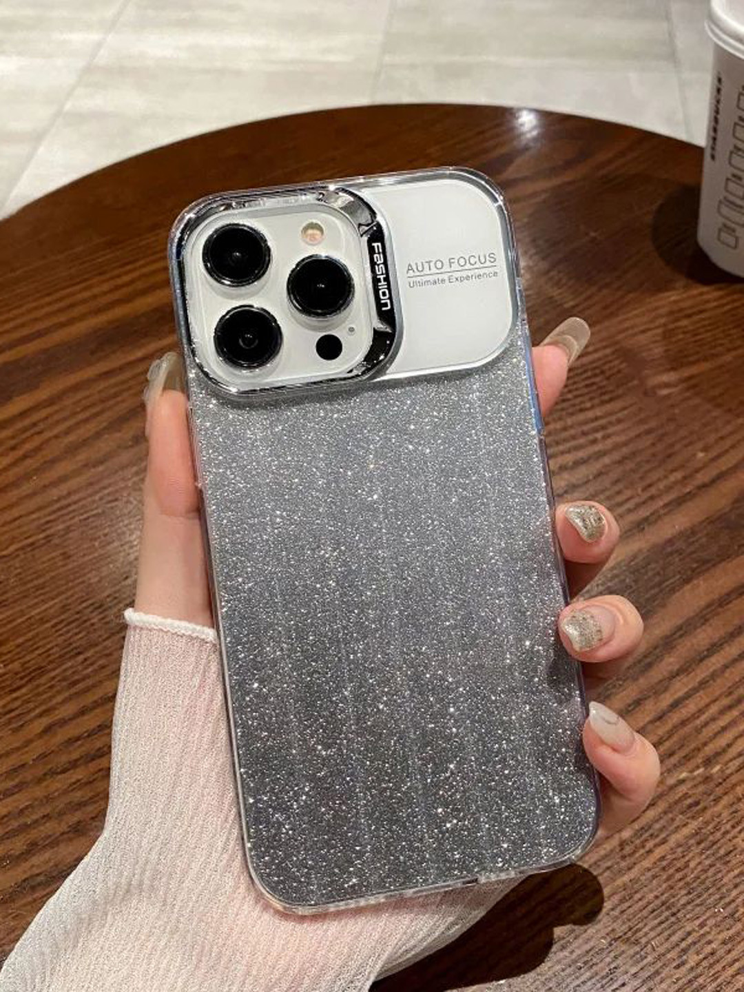 Luxury Kase LK120 Solid iPhone 14 Pro Fashion Transparent Glitter Bling Back Case